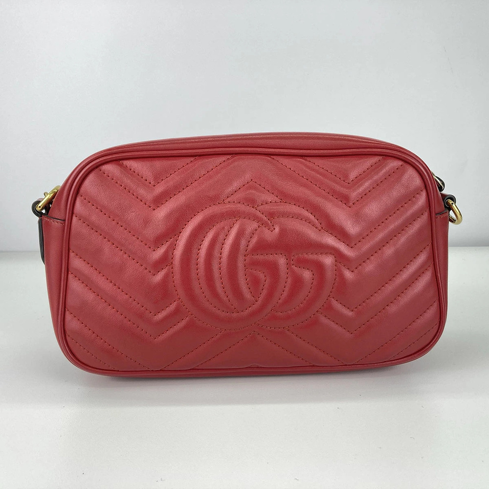 Gucci Leather Marmont Shoulder Red Quilted Bag GG - Picture 3 of 6